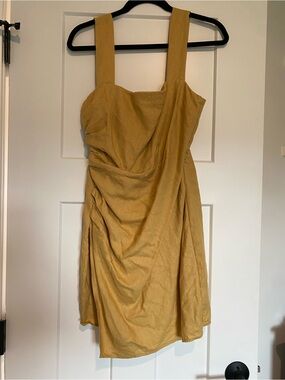 Reformation Mustard Yellow Draped Mini Dress